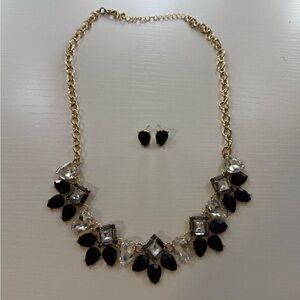 Elegant Gold and Black Necklace and Earring Set